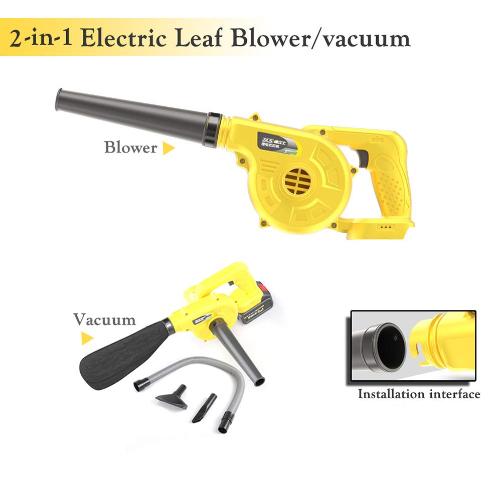 Aspirador y soplador de Hojas eléctrico, soplador barredora para Limpieza de Jardines, 2 baterías de Litio de 21 V/con Bolsa recolectora y Cargador