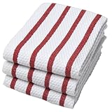 Now Designs 218212 Basketweave Kitchen Towel, Set of Three, Red, 3 Count