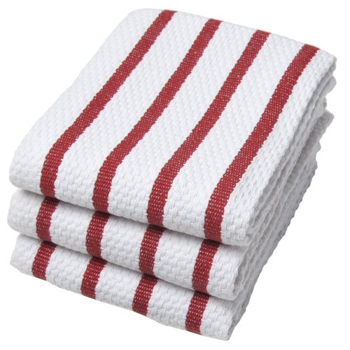 Now Designs 218212 Basketweave Kitchen Towel, Set of Three, Red, 3 Count