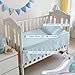 Wowelife Baby Crib Bedding Set for Girls, 3 Piece Boho Crib Comforter Set Ruffle, Baby Boy Crib Bedding Set Nursery Blanket Set Neutral Include Quilted Comforter, Crib Skirt and Sheet, Blue
