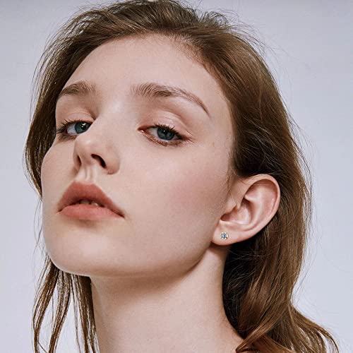 Bezel Setting Moissanite Earrings for Women, 0.5-3ct D Color VVS1 Clarity Lab Created Diamond Earrings 14K White Gold Vermeil S925 Sterling Silver Friction Back Moissanite Stud Earrings for Women4