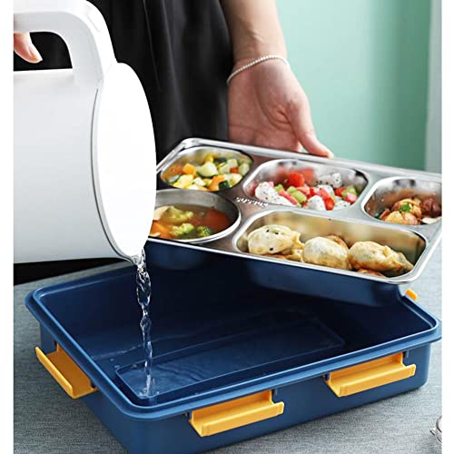 Image of Mayatra's Stainless Steel Lunch Box for Adults & Kids | 4 Compartment Airtight Tiffin Box with Lids | Leakproof Food Storage Container with Spoon & Fork | Keep Foods Separated | Multicolor (LB-8877)