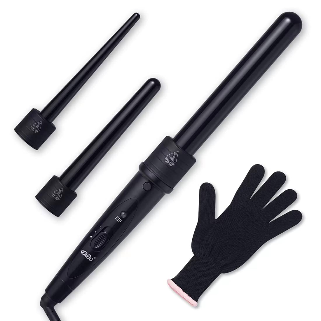 iMissiu Tourmaline 3 in 1 Curling Wand Set with 3 Interchangeable Curling Iron Ceramic Barrels with Heat Resistant