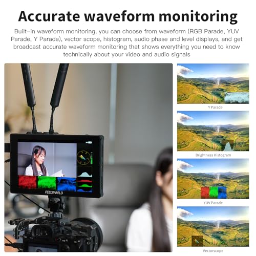 Image of FEELWORLD F7 Plus 7 Inch 1200nit High Bright HDR Touch Screen (1920x1200 FHD), 4K HDMI 2.0 60Hz in /Out, 3D LUT Peaking Focus, 6600mAh Battery, Protective Case & F970 Install Kit for DSLR Camcorder