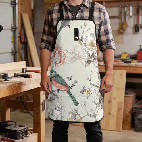 Delantal de trabajo impermeable con 8 bolsillos ajustable para hombre y mujer miniatura 5