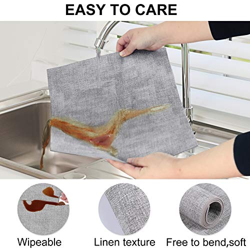 homing Faux Leather Heat Resistant Placemats Set of 6 – Waterproof Wipeable Place Mats for Dining Table, Easy to Clean Kitchen Light Grey Table Mats