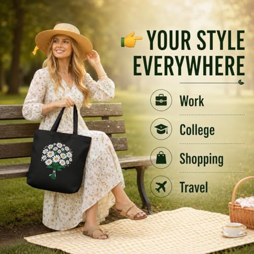 Image of Canvas Tote Bag for Women with Zipper & Pocket(Pack of 1) | Stylish Cotton Handbags for College | Aesthetic Tote Bag for Office, Shopping, Travel, Beach & Daily use