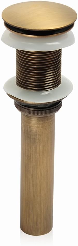 KUNGYO Un-slotted Pop Up Basin Waste Bathroom Sink Click Clack Waste Plug Drain Stopper Without Overflow Finished (Brass 1 3/5 Inch)