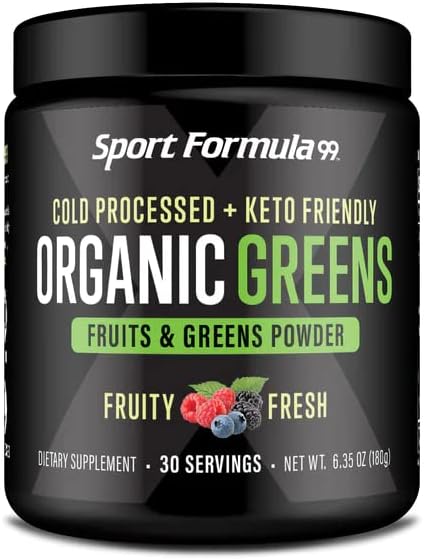 Organic Greens Superfood en polvo, vegano prensado en frío y Keto en polvo, sin OMG, polvo de jugo verde diario bajo en calorías