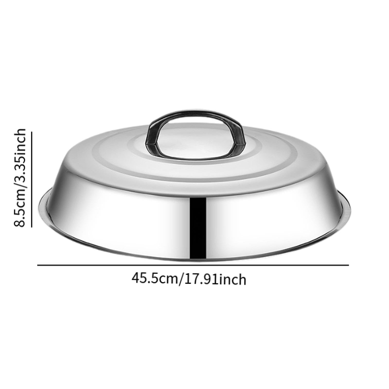 Universal-Deckel für die Küche, Edelstahl-Deckel mit Griff für Töpfe und Pfannen, Grill Melting Dome Roasting Lid Cooking Pot Lid Ideal für Outdoor Camping, BBQ, Kochen, 45 cm