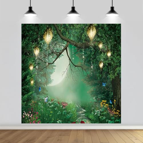 Fondo fotográfico 8x8 pies bosque encantado verde miniatura 3