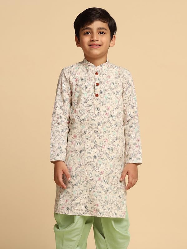 Image of KISAH Kids' Kurta - Printed Cotton Blend - Traditional Indian Ethnic Wear for Kids - Ideal for Weddings and Festivals