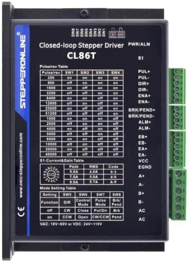 STEPPERONLINE Closed Loop Stepper Driver V4.1 0-8.0A 18-80VAC/24-110VDC for Nema 34 Stepper Motor