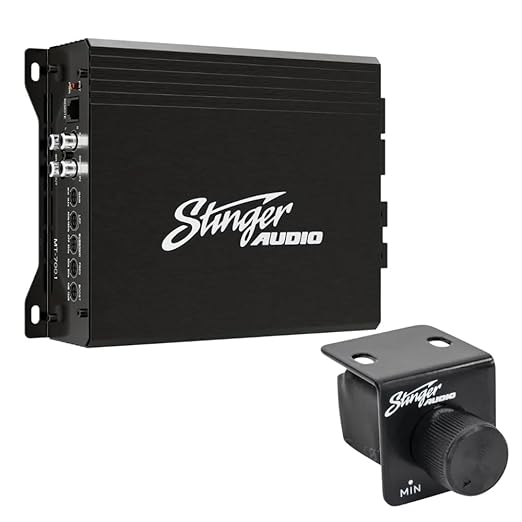 STINGER Audio MT-700.1V2 Monoblock 700 Watt RMS Car Audio Compact Subwoofer Amplifier w/Remote Subwoofer Level Control Bass Knob, Class D, Hexfet Mosfet, Subsonic Filter, Low-Pass Filter, Bass Boost Q
