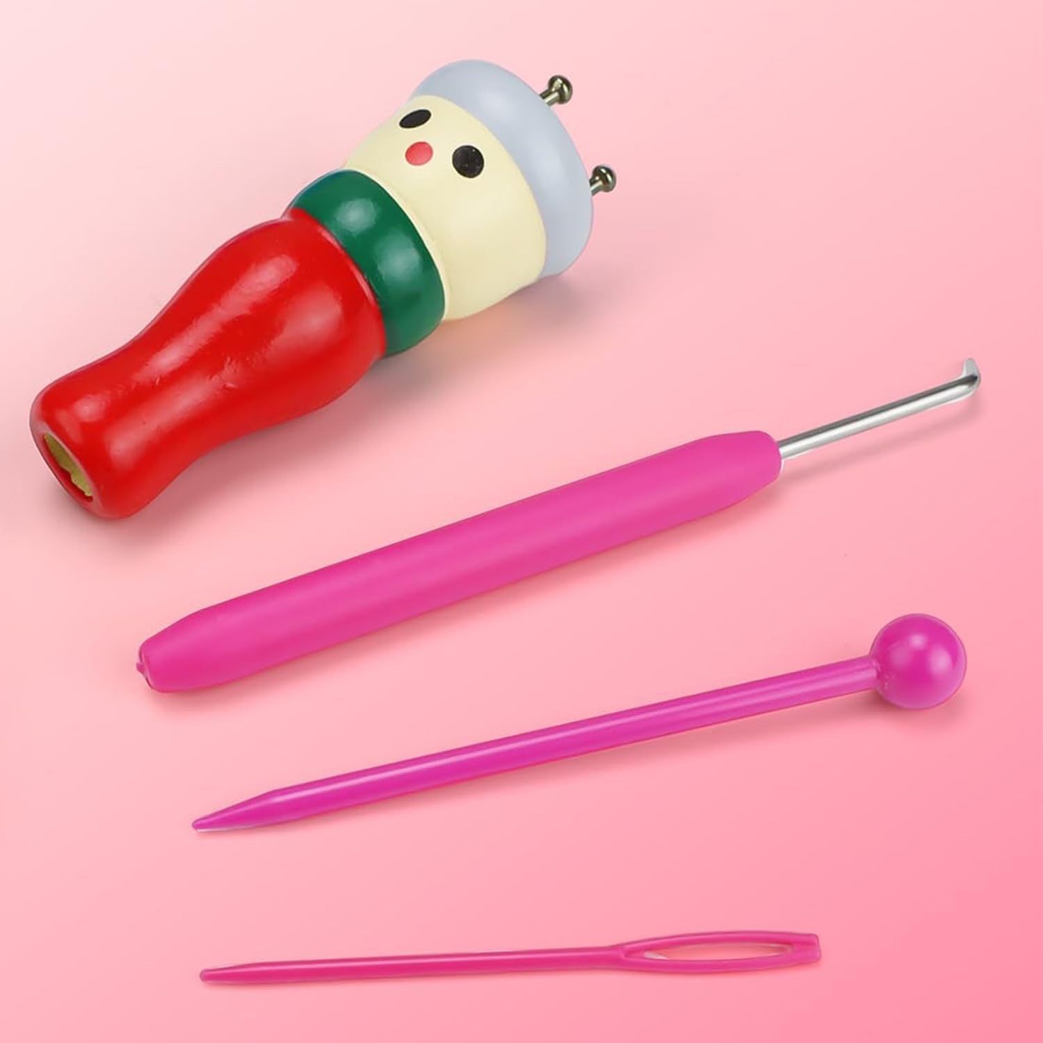 2 Tricotins Manuels En Bois - Kit Enfant DIY - Avec Aiguilles Et Crochet - Activité Créative
