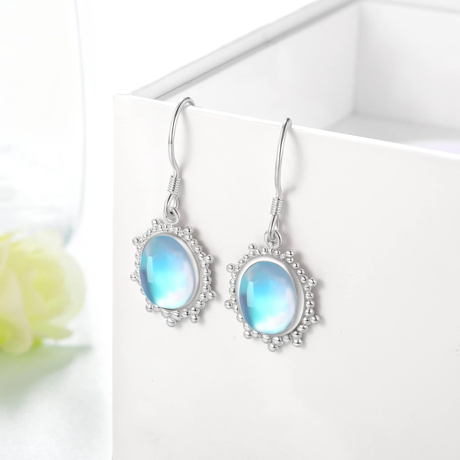 Moonstone Earrings for Women 925 Sterling Silver Moonstone Dangle Earrings Boho Moonstone Jewelry for Women - Image 2