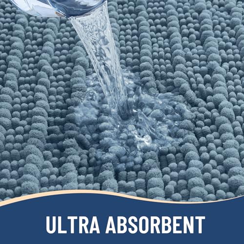 Image of Arotive Luxury Bathroom Rugs 34x21, Extra Soft Thick Absorbent Shaggy Chenille Bath Rugs, Machine Wash Dry, Bath Mats for Bathroom Floor, Tub and Shower, Home Decor Accessories, Smoky Gray