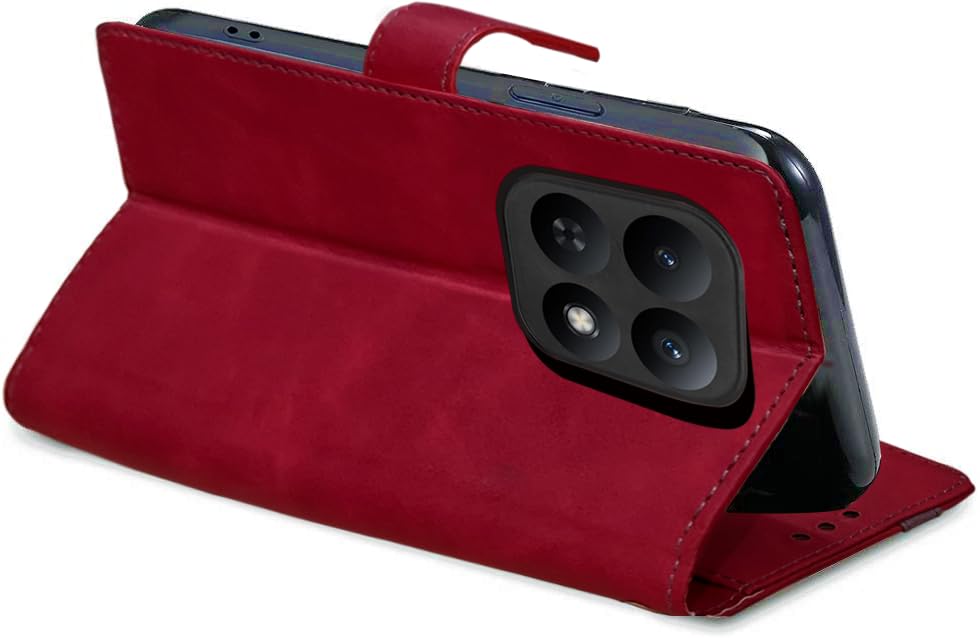 Image of Excelsior Flip Cover for Xiaomi Redmi Note 15, Poco M8 | Premium PU Leather | 360 Degree Protection (Red)