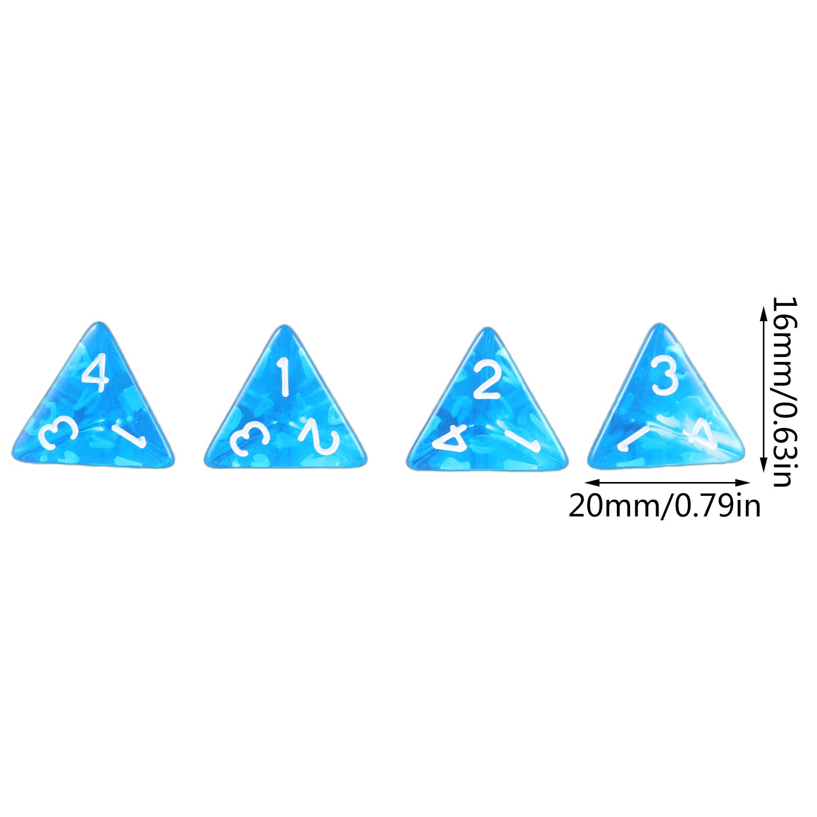 Lot De 25 Dés Polyédriques à 4 Faces – Acrylique Transparent – Rouge/bleu/violet – Pour Jeux De Rôle Et Société