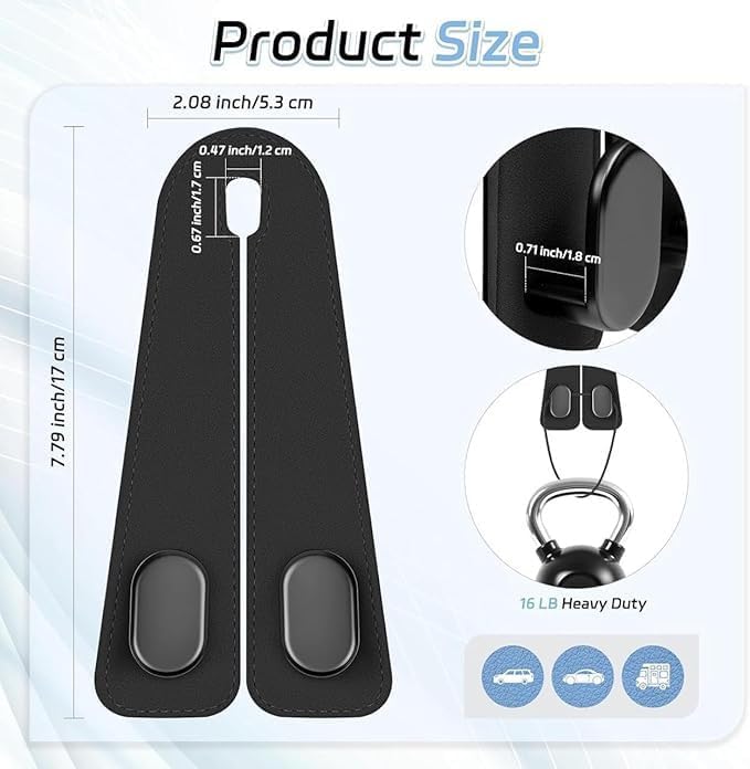 Image of VORLA Car Seat Gap Filler Organizer with Phone Holder, Upgrade Version, Prevents Falling, Black, Set of 2 (Back Storage Hook)