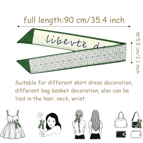 Satin Head Scarf for Women - Silky Long Thin Multipurpose Headscarf for Hair Neck & Purse Bag Fashion Accessory4