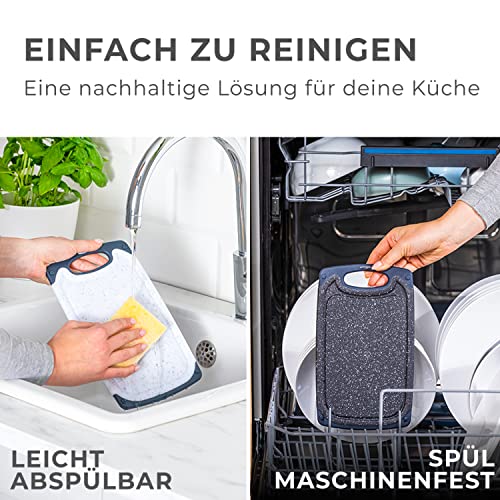 Exitoso Frühstücksbrettchen 6er Set mit Saftrille & Griff aus Kunststoff | Rutschfestes & spülmaschinenfestes Schneidebrett | Antibakterielles Brettchen Set | BPA-Frei & beidseitig verwendbar 4
