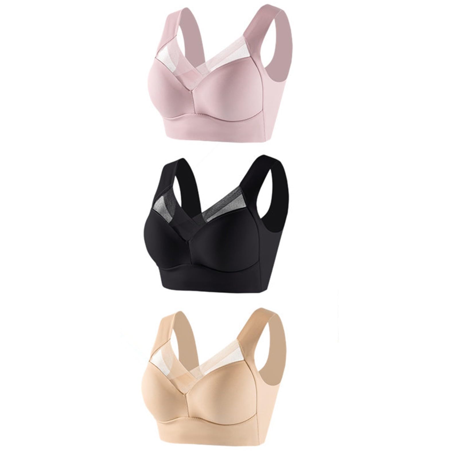 Womens Push Up Support Plus Size Ladies Non Wired Bra T Shirt Bra Comfort Seamless Workout