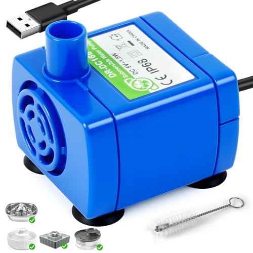 IP68 DR-DC160 Ersatzpumpe für Katzentrinkbrunnen Katzenbrunnen Pumpe für Katzen Trinkbrunnen Ultraleise Pumpe mit Reinigungsbürste