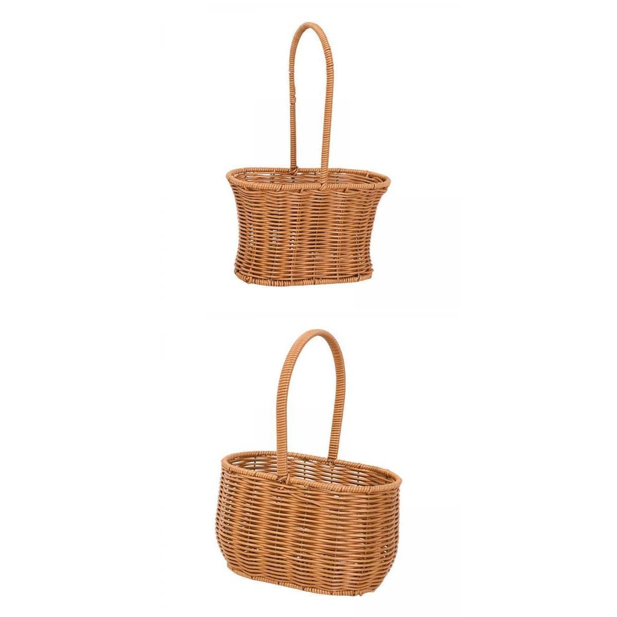 2Pcs Handmade Woven Hanging Storage Basket with Handle-image-16