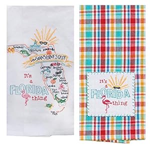 2 Piece Kay Dee Home State of Florida Embroidered Kitchen Towel Bundle