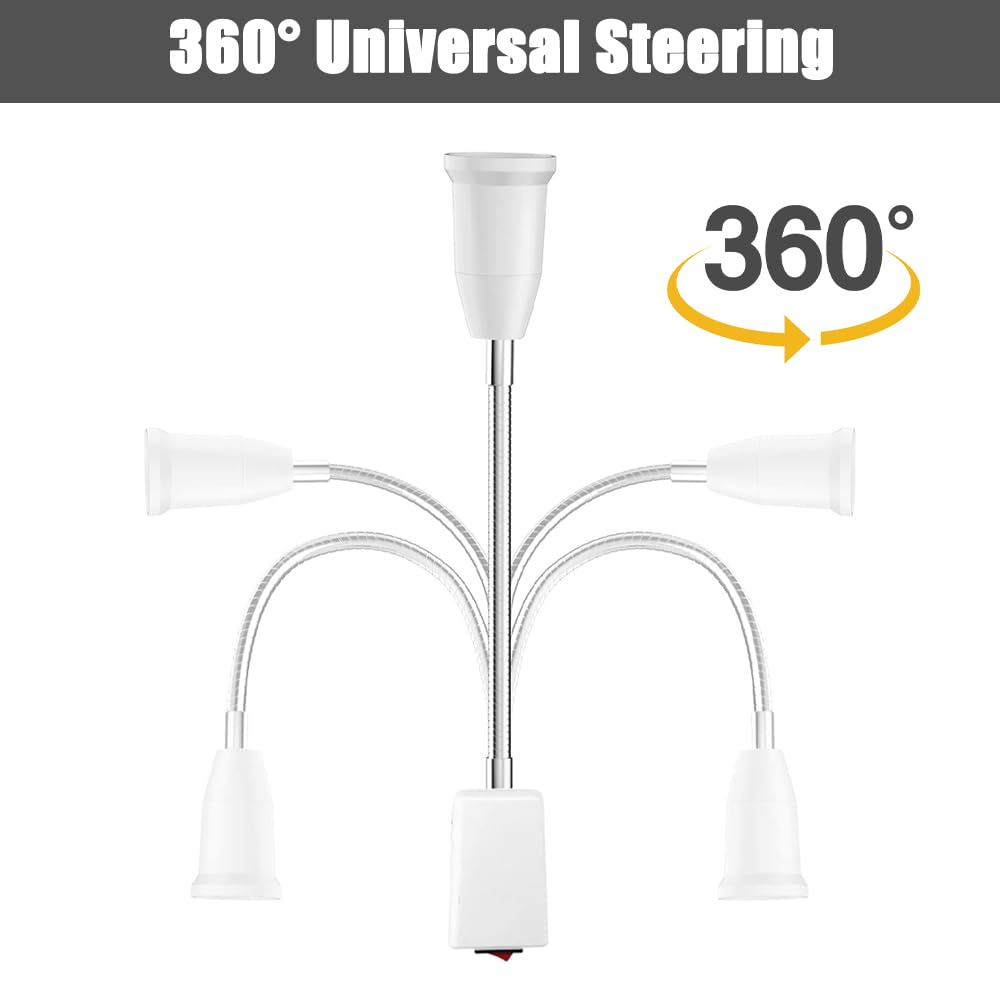 Lot De 2 Douilles E27 Avec Col Cygne - Lampe à Pince Réglable 360° - Interrupteur Intégré - 180cm
