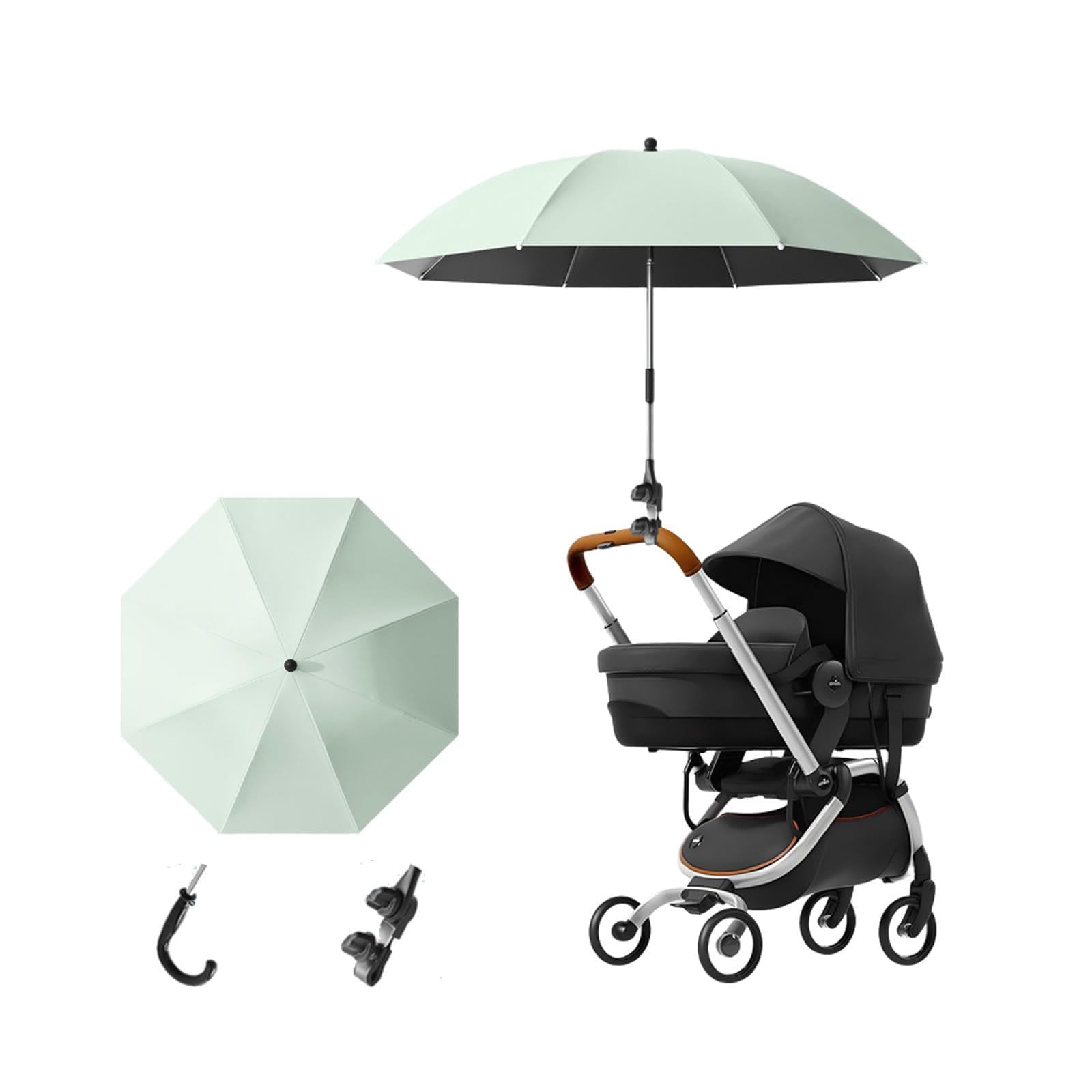 Ombrelle Poussette Universelle Anti UV, Parasol Poussette 85cm，Vert