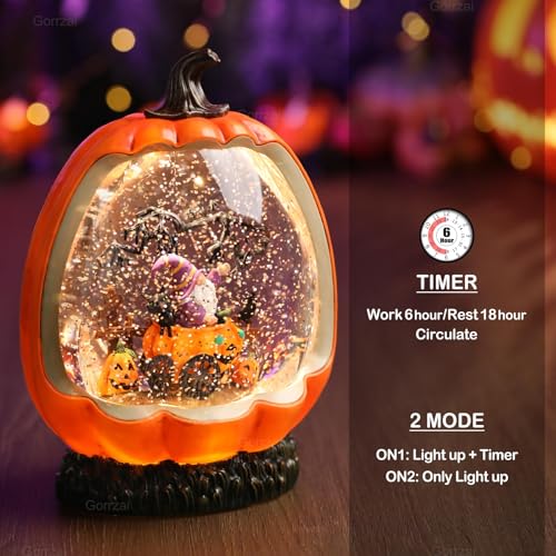 image for Gorrzai Halloween Snow Globe Lantern with Pumpkin Halloween Decoration