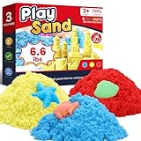 FURWEY 6.6lbs Play Sand,Mixed Packaging of 3-Color Sensory Sand,Suitable for Children to Shaping, Squeezing and Molding