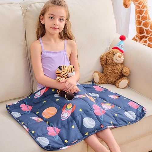 yescool Weighted Lap Pad 2 Pounds Weighted Lap Blanket, Space Pla...