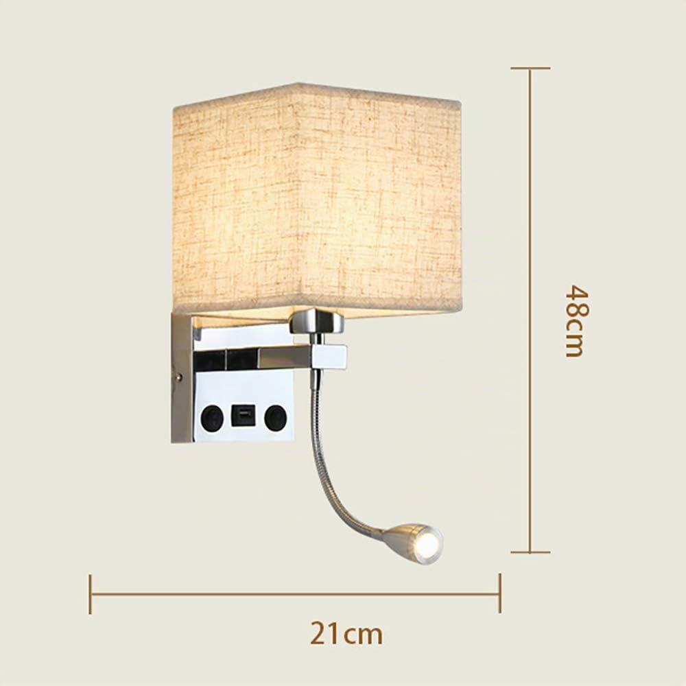 ALLOMN Applique de Chevet, Applique de Lecture à LED Applique Murale Moderne en Chrome Poli avec Projecteur Ajustable à col de Cygne, Interrupteurs Doubles, Avec Port USB pour Charger E27 (USB 1 PCS)