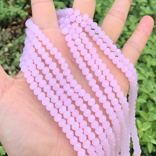 Image of 500pcs Czech Faceted Rondelle Crystal Glass Beads 6mm Bulk Pink Rose Opal