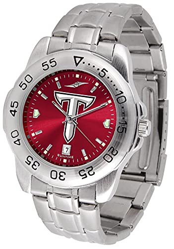 Image of SunTime Men's Troy Trojans Sport Watch, 20mm Stainless Steel Strap, Reflective Shiny Dial with Date