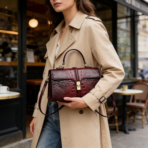 Bolso Satchel de Cuero Sintético Patentado para Mujer miniatura 3