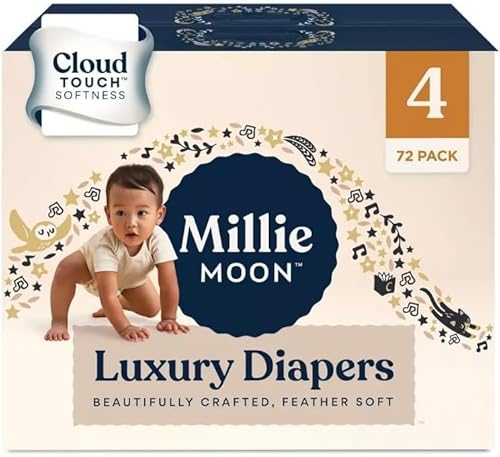 Millie Moon Luxury Diapers (Size-4 and Count-72) White(Pack of 1)
