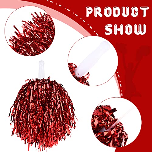 60 Pcs Cheerleading Pom Poms Bulk Cheer Pom Poms Sets Metallic Foil Fun Spirited Cheer Pom Poms With Plastic Handles, Cheerleader Pompoms For Kids Adults Sports Match Cheering Squad (Red & Blue) #TOP1