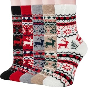 Kotashion Chaussettes Thermiques Moelleuses Epaisses Femmes Hiver 5 Paires Douces Chaudes Confortables Pilou Chausson Chaussette Noël Cadeau Pour Dames Filles