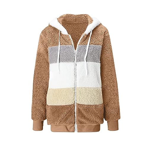 LRMQS Fuzzy Fleece Jacket Women Full Zip Casual Plus Size Warm Winter Coats with Hood Trendy Fluffy Sherpa Cardigan Sweater4