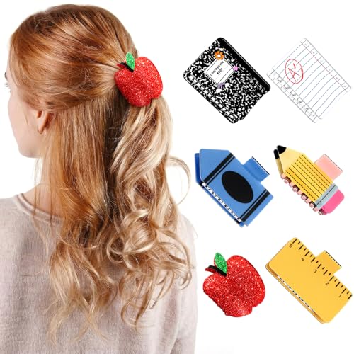 Yuxung 6 Pcs Teacher Gifts Teacher Hair Clips Pencil Claw Clips Back...