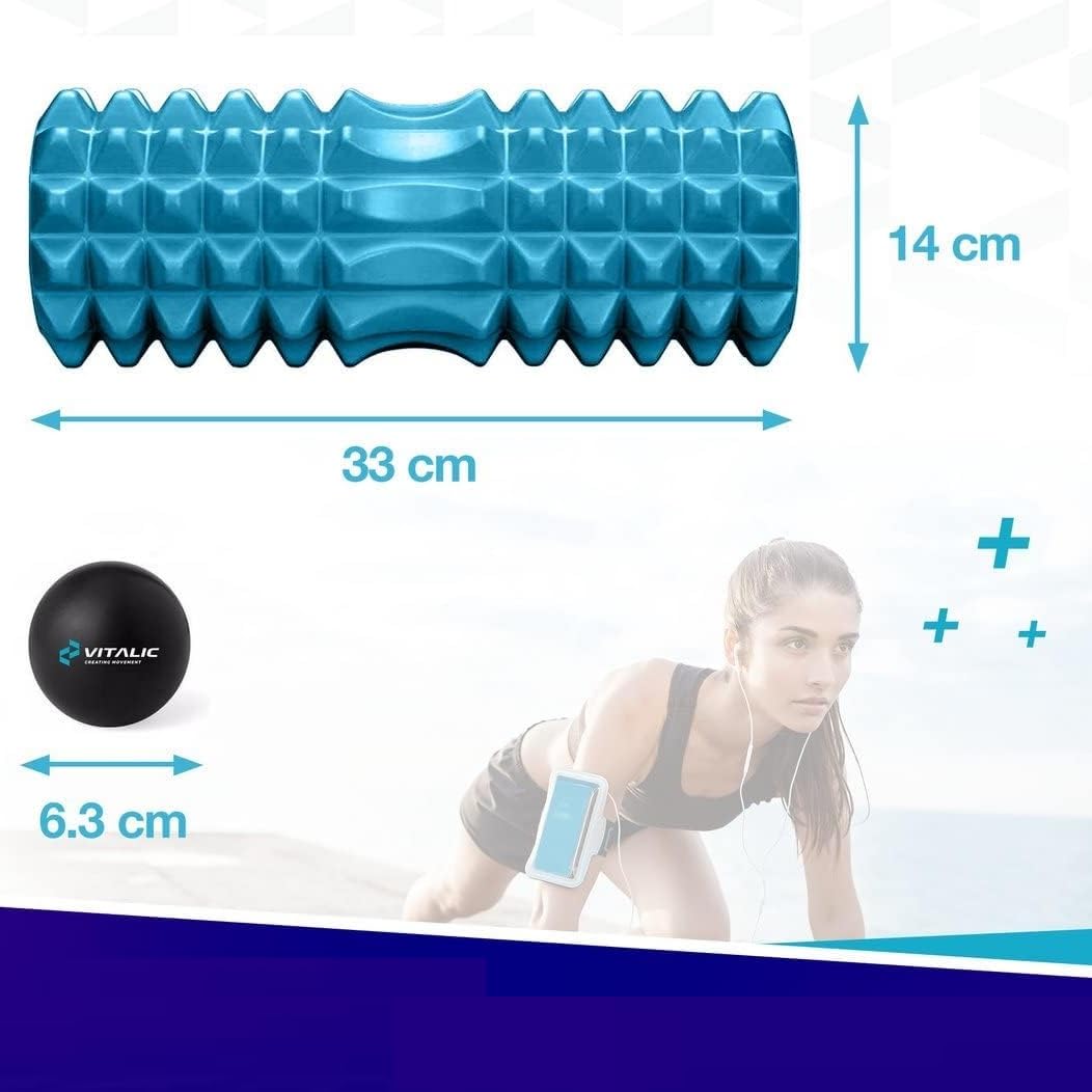 Premium Foam Roller set per la schiena, il collo e il corpo rullo di massaggio - Trigger point Foam roller con palla da massaggio | Vitalic