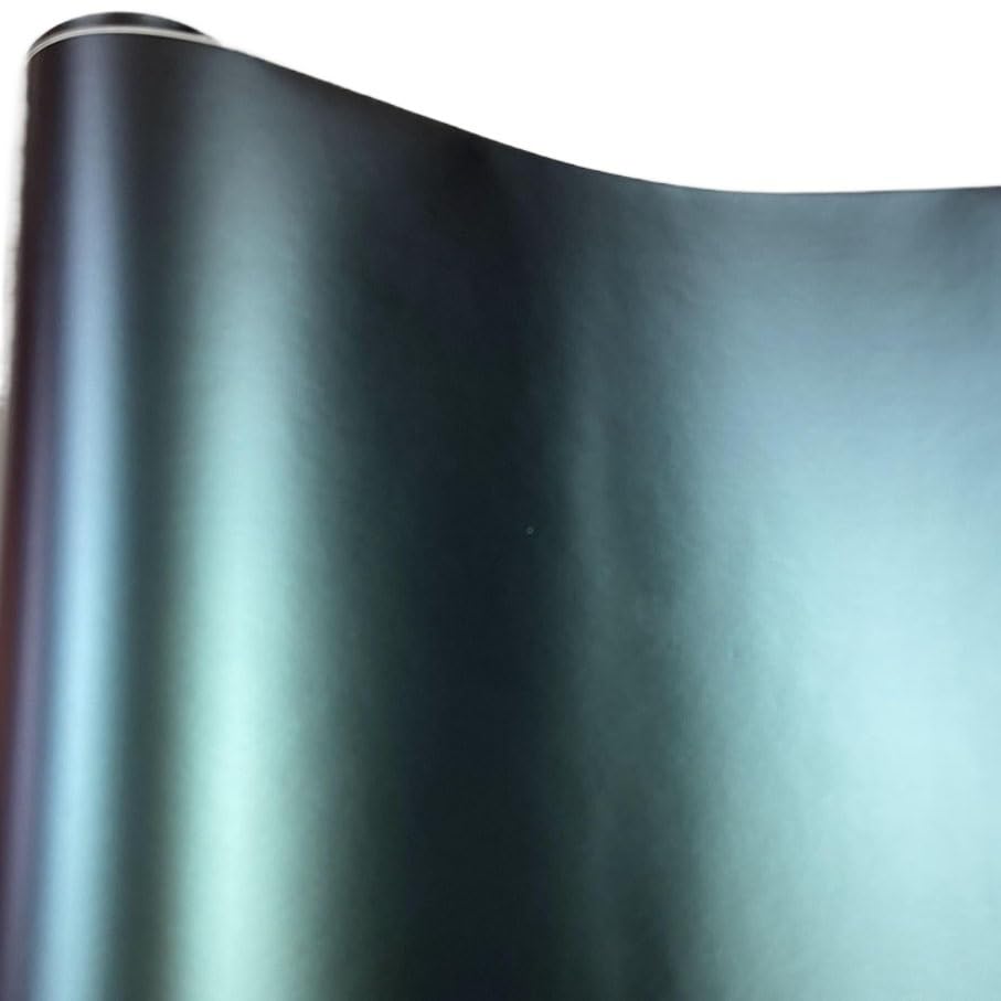 Autofolie Hochwertige Blaue bis Violette Chamäleon-Carbonfaser-Vinylfolienrolle(Plain Greenpurple,40CM X 152CM)