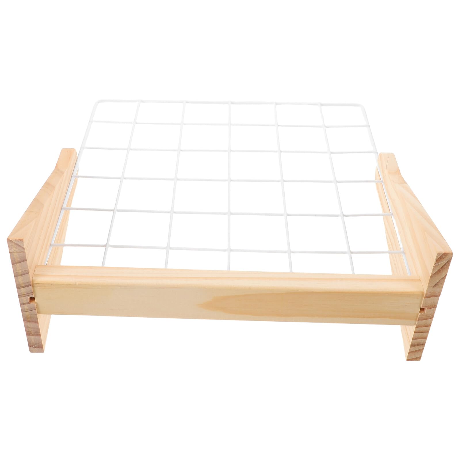 Organizador de fotos con rejilla y base de madera maciza para mesa