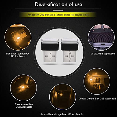 CTRICALVER Innenraumbeleuchtung Auto USB, 5 Pcs Auto Atmosphäre Licht, Umgebungsatmosphäre Lichter, Universal Mini LED USB-Leuchten (Gelb)