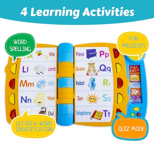 Talking Activity Book for 2 Years Old & Up - Sound Book with 5 Learning Activities Including Letters, Numbers, Quiz Game & Memory Match - Interactive Books for Babies with Fun Sound and Melodies