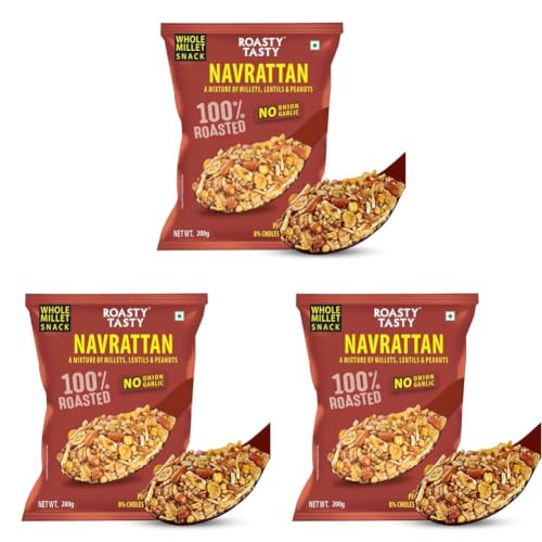 Image of Roasty Tasty Navratan Mix 200g | Healthy Roasted Namkeen with Millets, Peanuts & Dry Fruits | No Palm Oil Snacks & Millet Namkeen | No Added Sugar | Protein-Rich Indian Snack | Guilt-Free Tea Time Mix | Clean Label Snacks for Adults